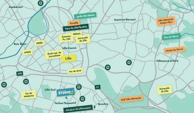 Studio 127 LILLE METROPOLE à Faches-Thumesnil